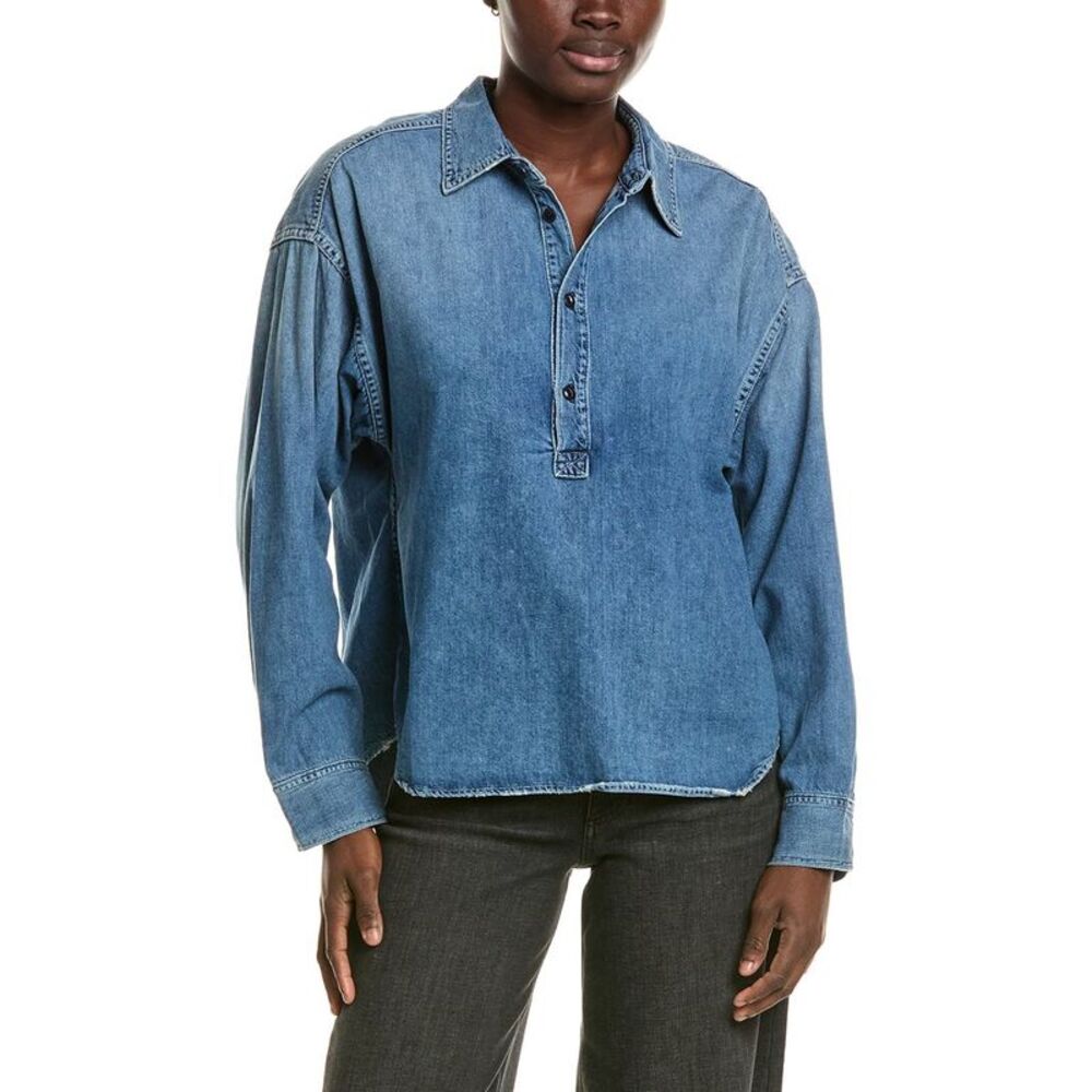 Amo Denim Womens Amo Carole Shirt, Blue